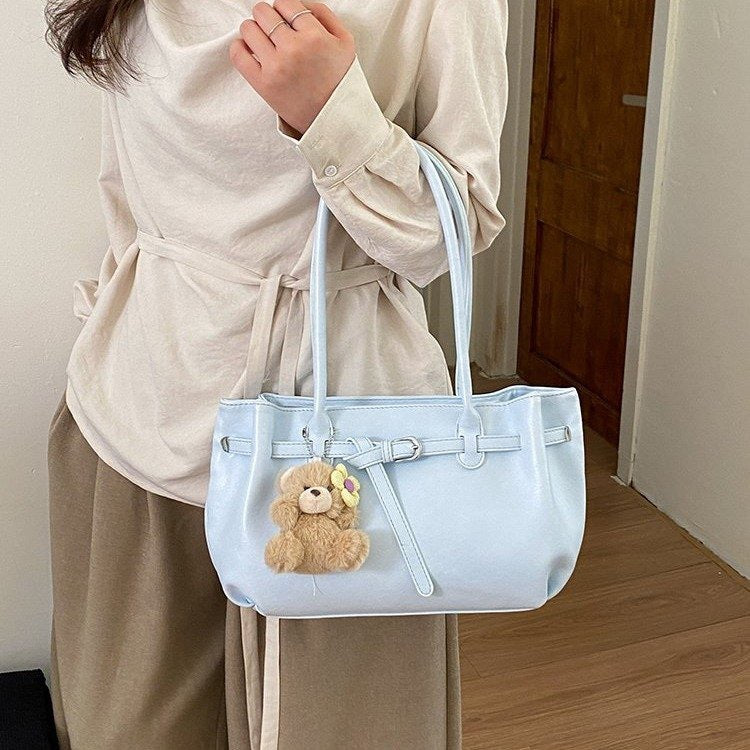 Women's Korean Style Simple Solid Color Large Capacity Stylish Good Texture Leisure Backpack