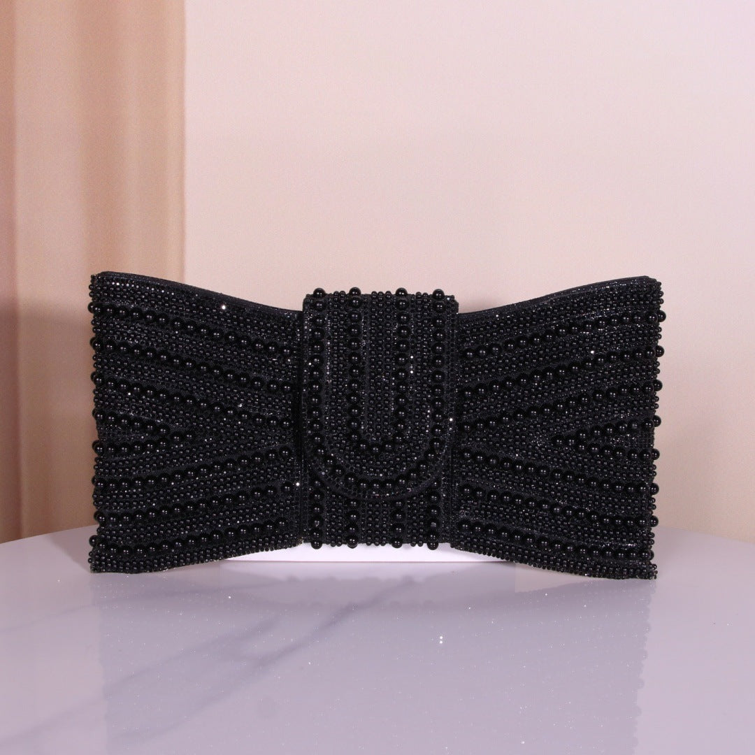 Women's Fashion Butterfly Pearl Hand-held Diamond Lady Banquet Dinner Bag