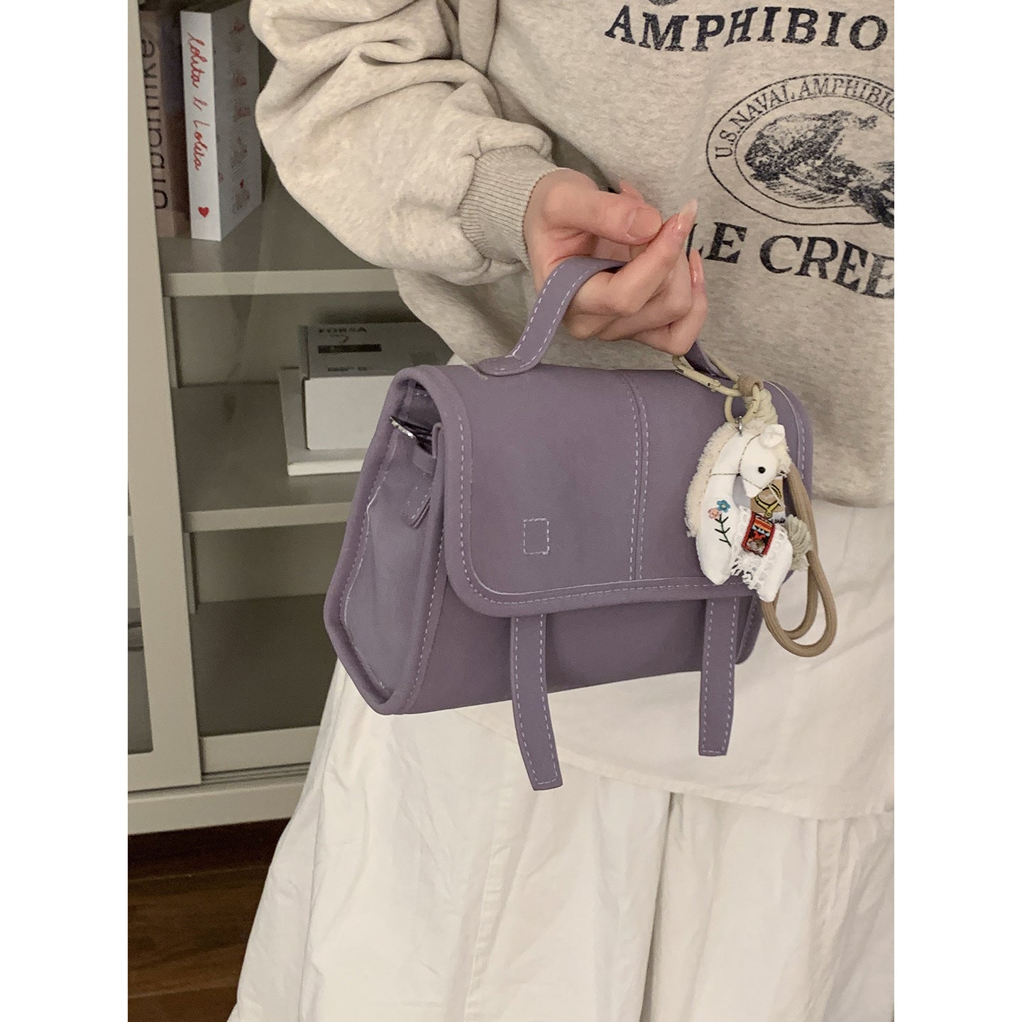 Women's Korean Style Fashion Carrying Simple Cambridge Small Square Bag