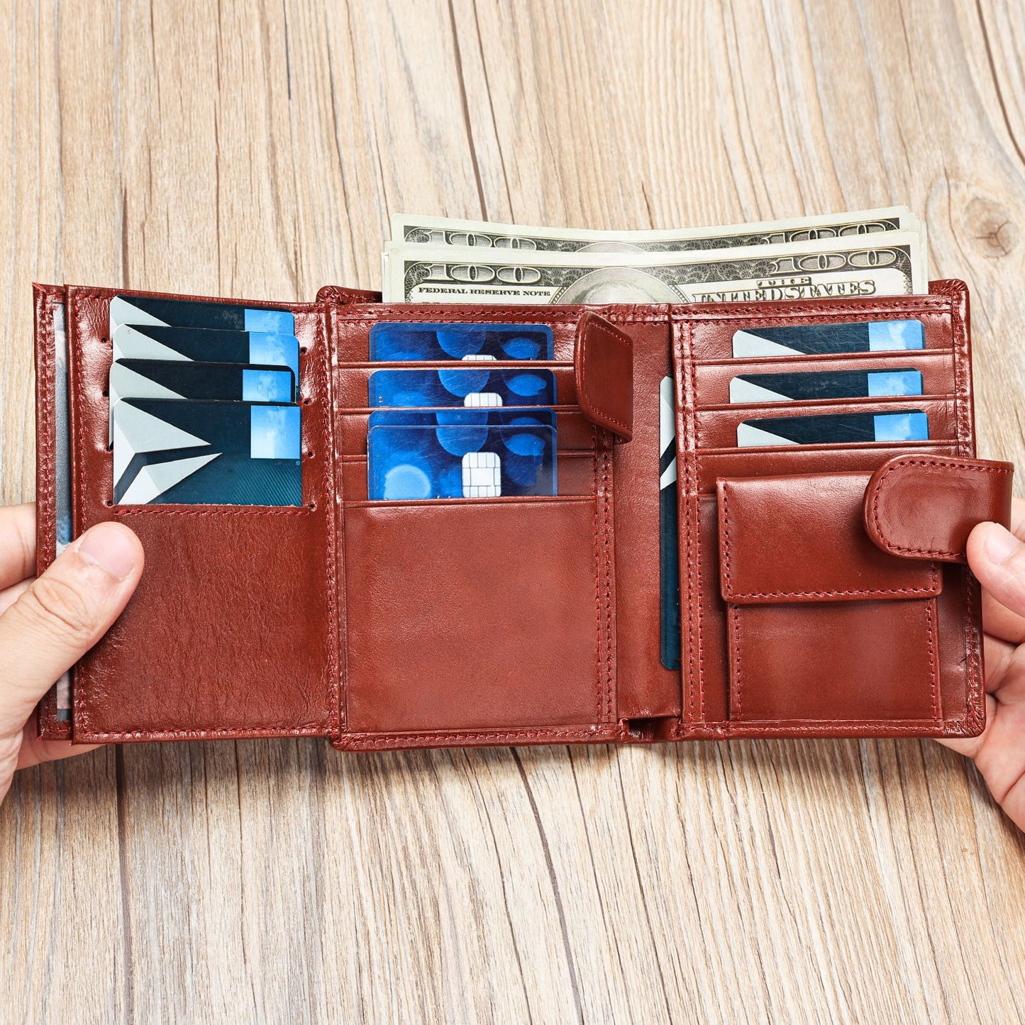 Men's Leather Swiping Retro Slot Large Capacity Coin Purses