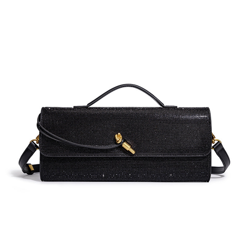 Women's Hot Rhinestone Exquisite Horizontal Diamond Portable Baguette Hand-held Dinner Bag