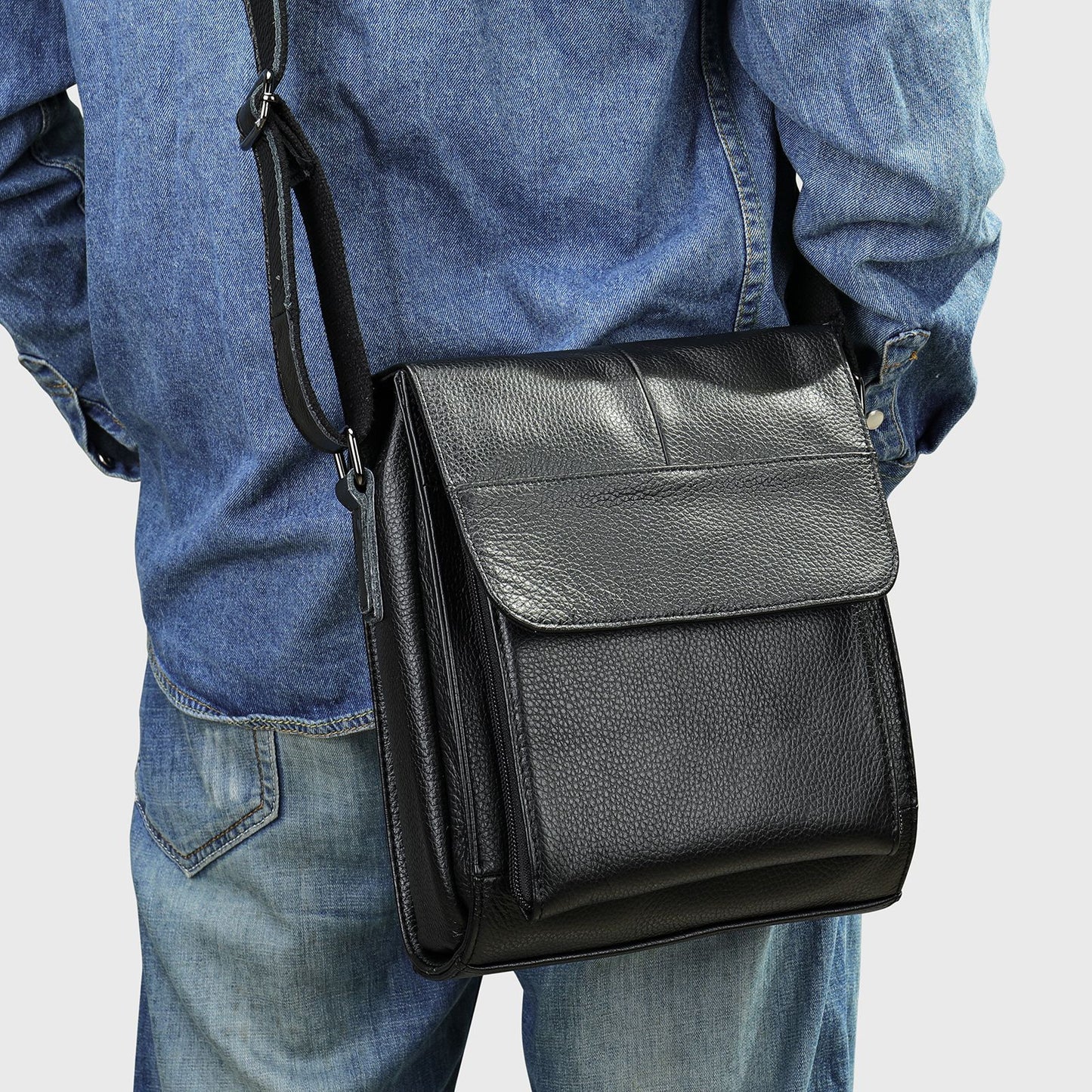 Men's Genuine Leather Crazy Horse Retro Shoulder Bags