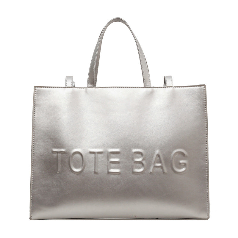 Women's Large Capacity Totes Simple Texture Portable Bags