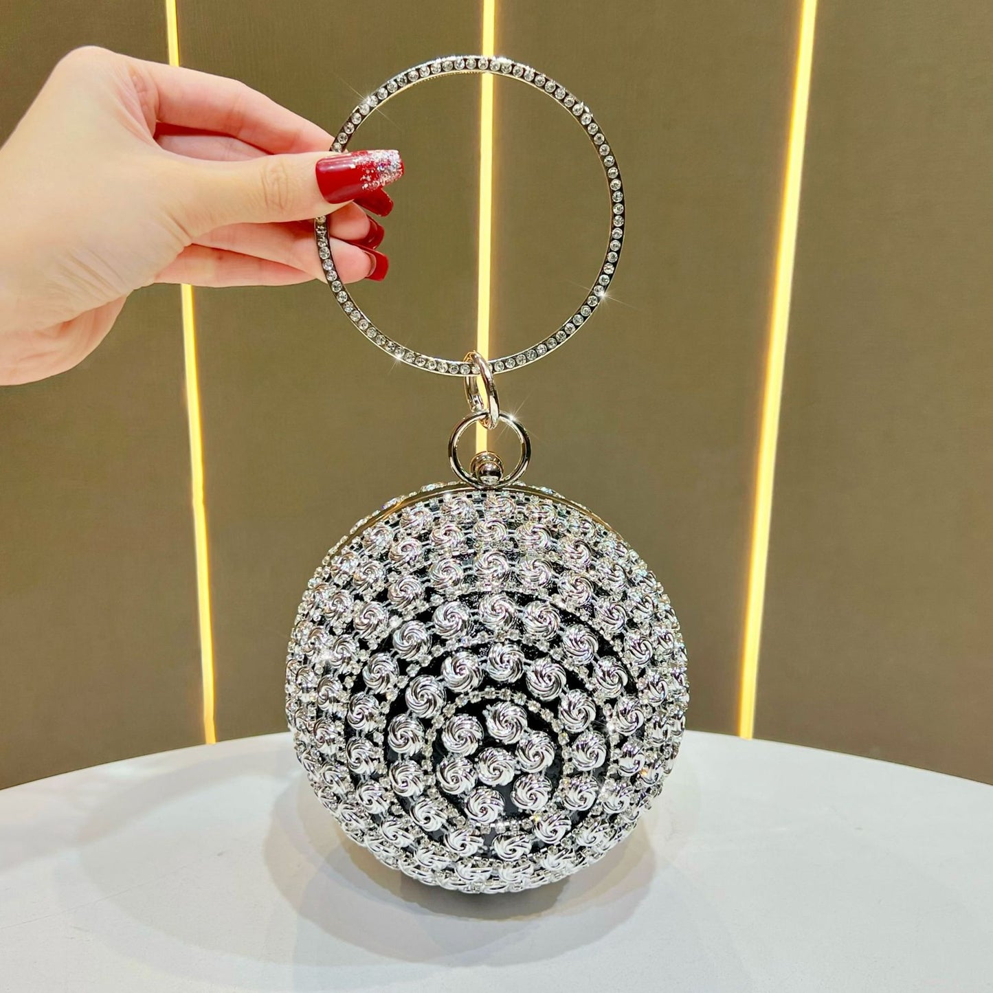 Women's Rose Ball Light Luxury Clutch Fashion Shining Handbags