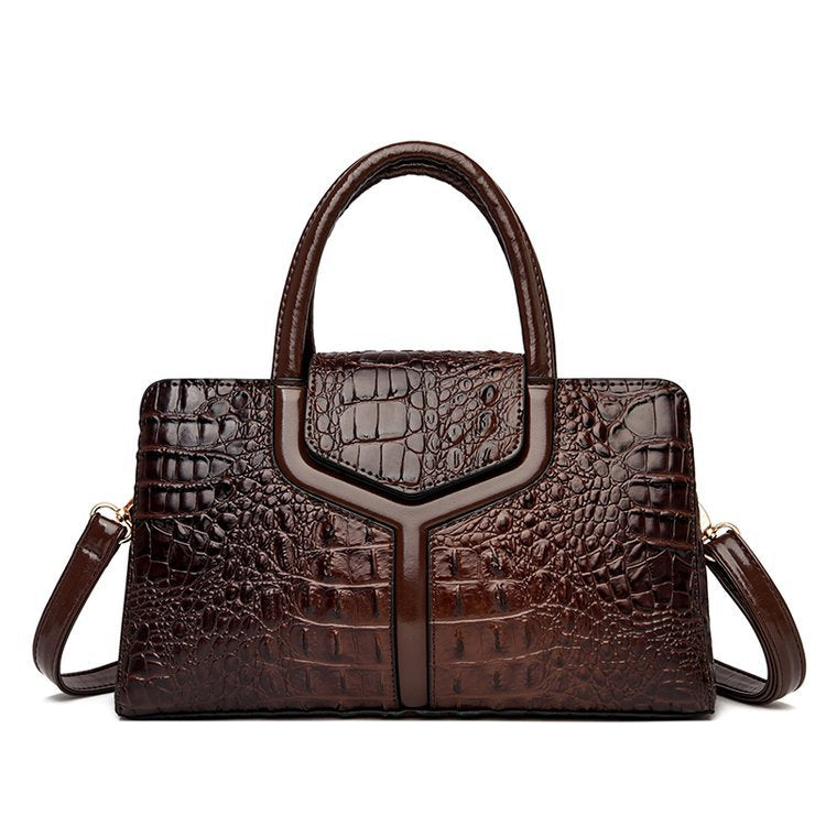 Versatile Textured Underarm Crocodile Pattern Portable Women's Handbag