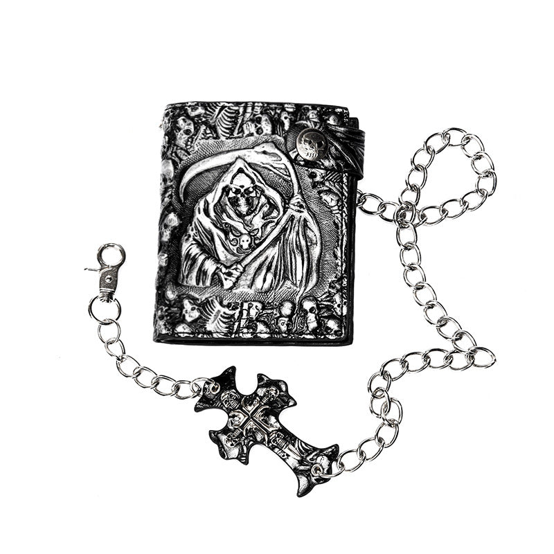 Men's Rock Personality Skull Death Short Chain Men's Wallet