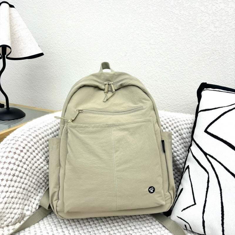 Nylon Cloth Trendy Large Capacity Contrast Leisure Backpack