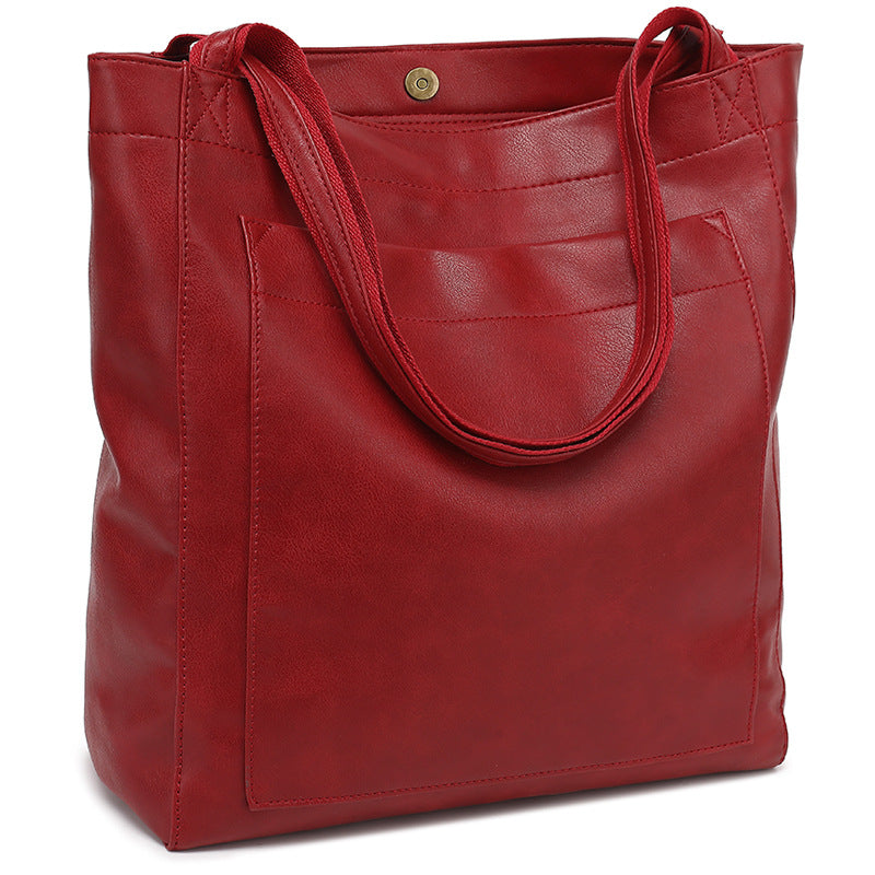 Women's Leather Portable With Pocket One Retro Oil Bags
