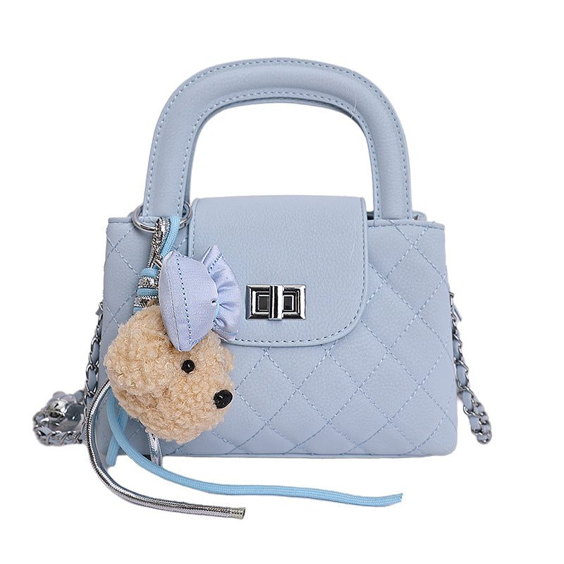 Women's Style Rhombus Chain Textured Portable Fashion Small Square Bag