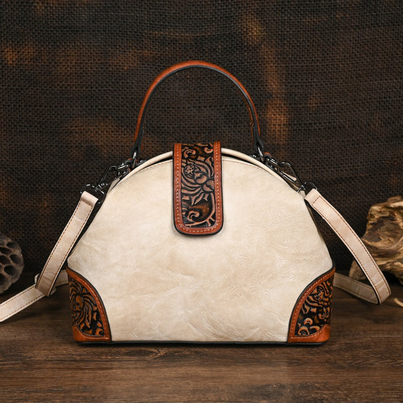 Women's Retro Simple Daily Matching Embossed Hand-rub Women's Shoulder Bag