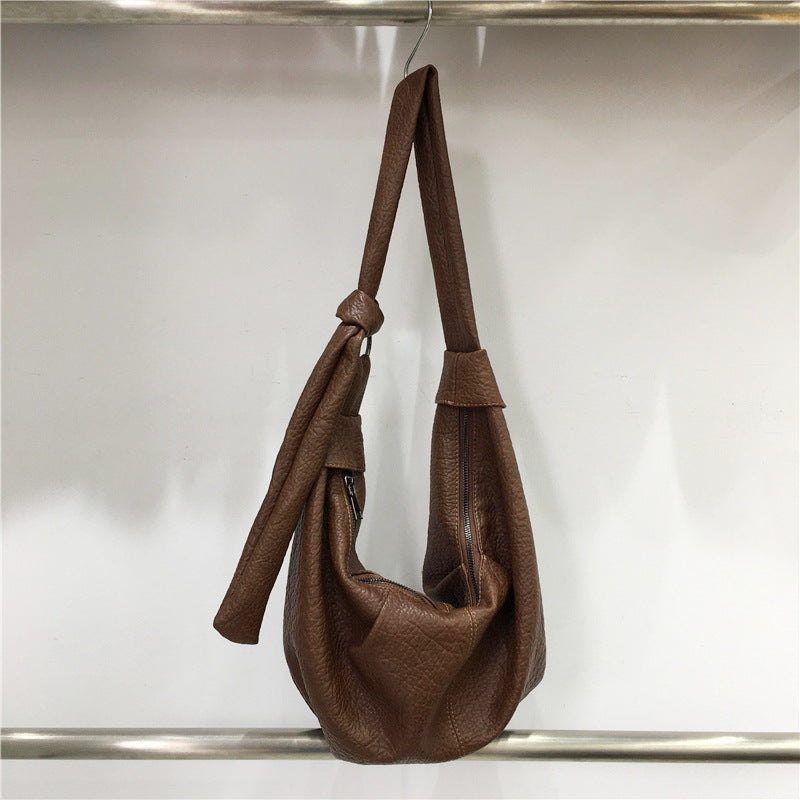 Style Large Capacity Retro Soft Leather Pleated Women's Handbag