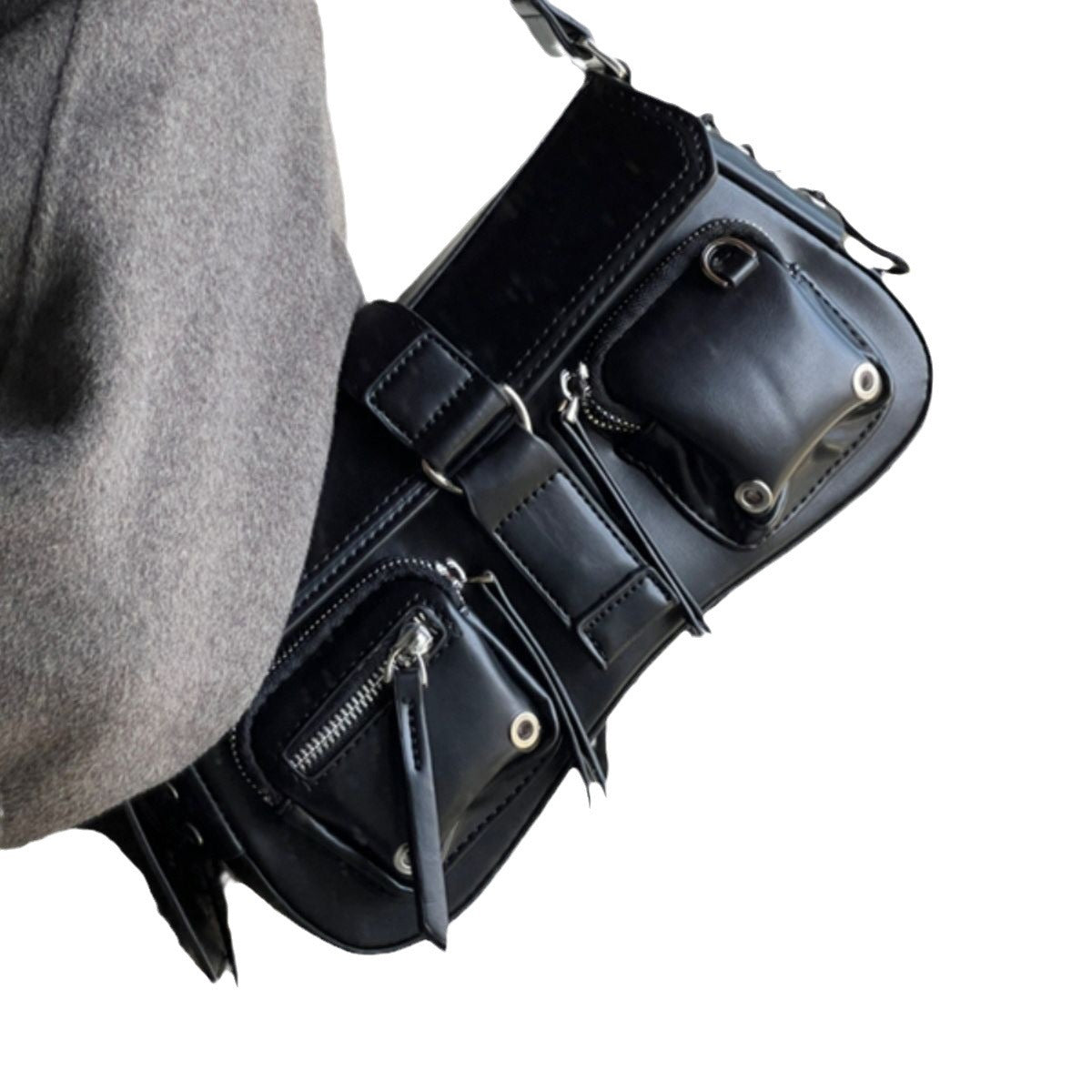 High-grade Female Motorcycle Sweet Cool Hot Baguette Women's Shoulder Bag
