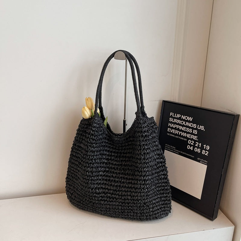 Women's Style Large Capacity Totes Straw Seaside Vacation Bags