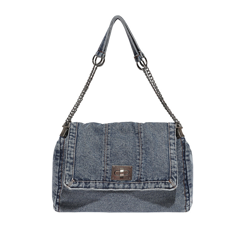 Women's Classic Style Denim Underarm Chain Commuter High Sense Women's Shoulder Bag