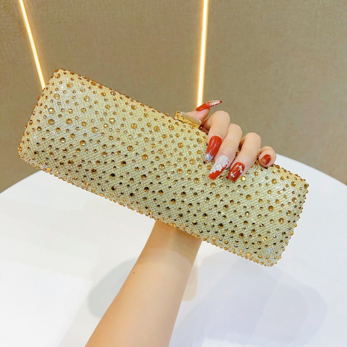 High-grade Full Diamond Shiny French Mobile Women's Clutch