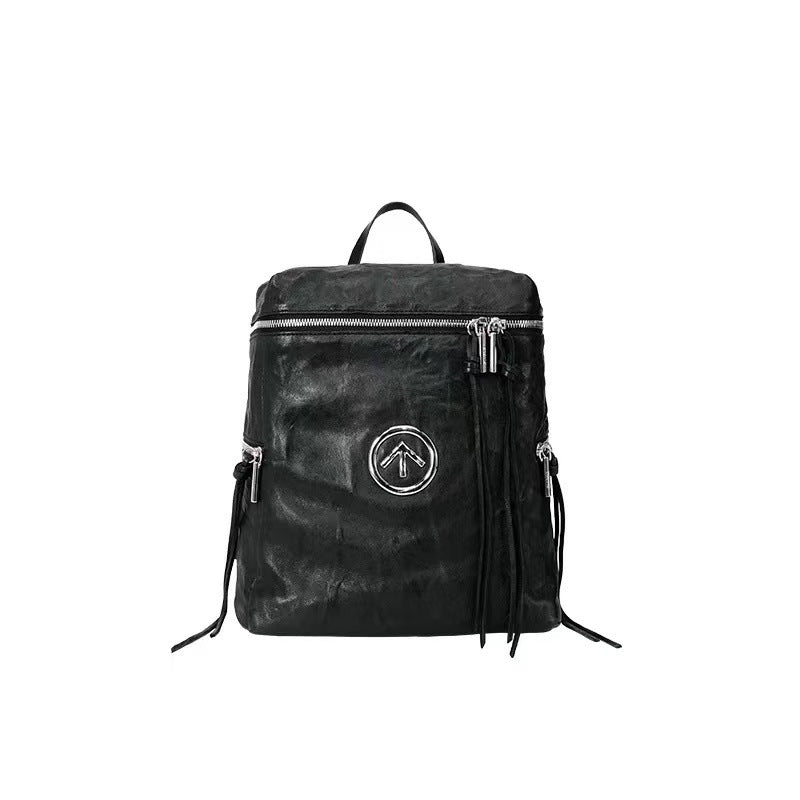 Water Ripple Arrow Mark Black Stone Leisure Backpack