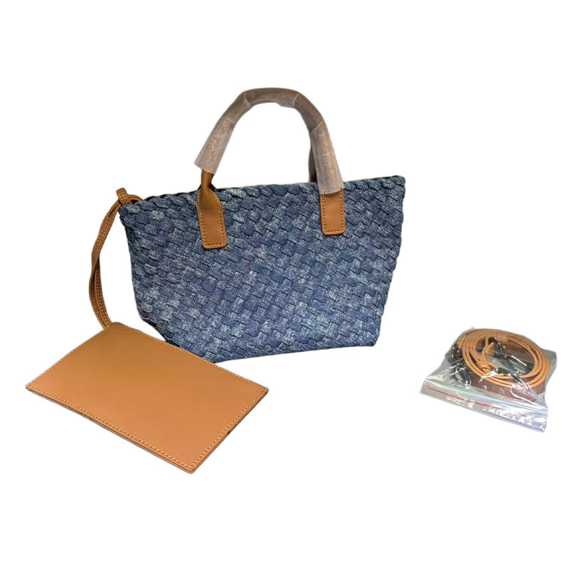 Women's Linen Woven Vegetable Basket Portable Large Women's Handbag