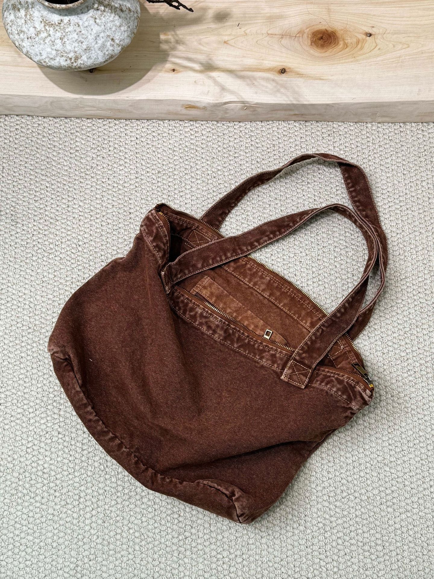Washed Canvas Commuter Shopping Denim For Bags