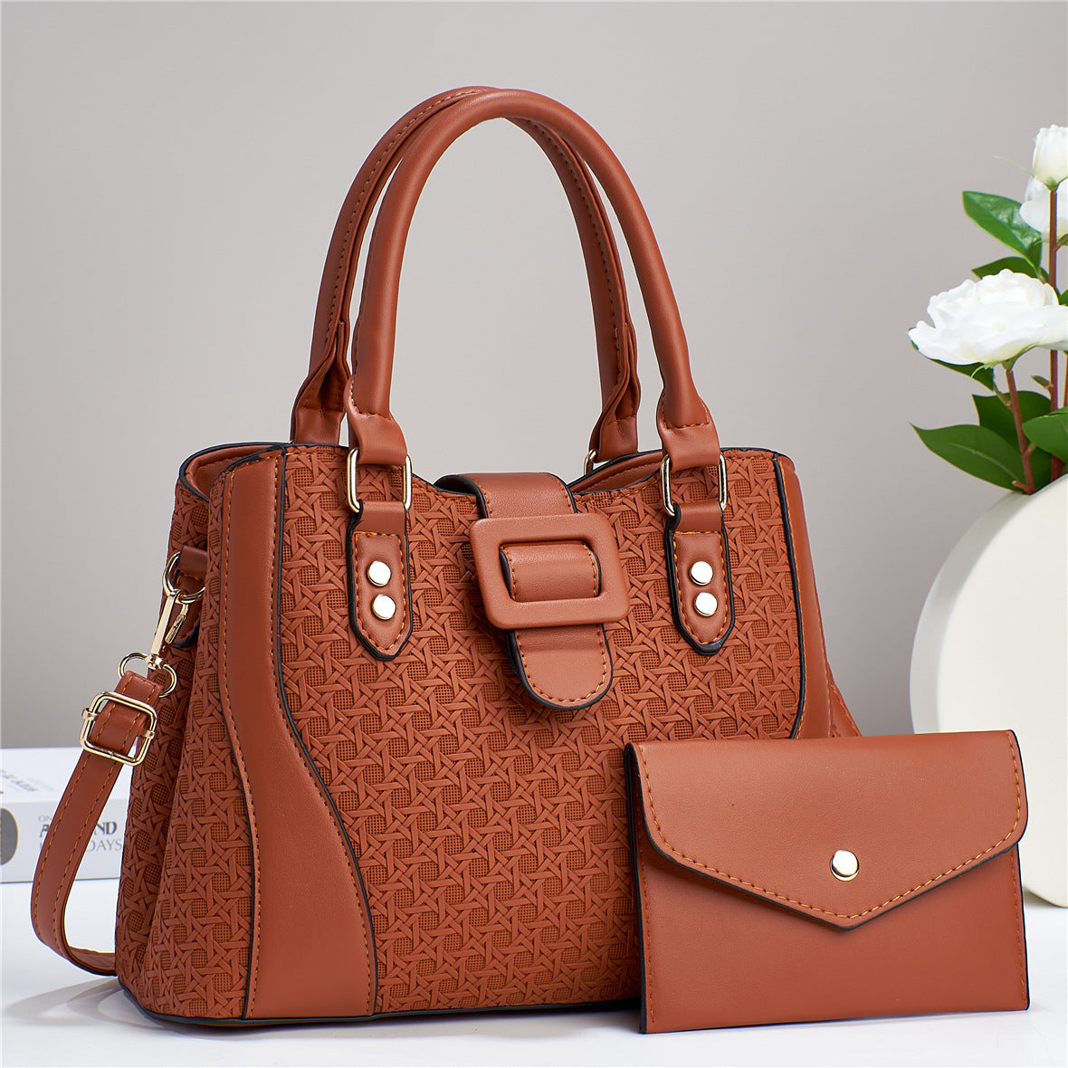 Women's Two-piece Fashion High Quality Elastic Material Large Handbags