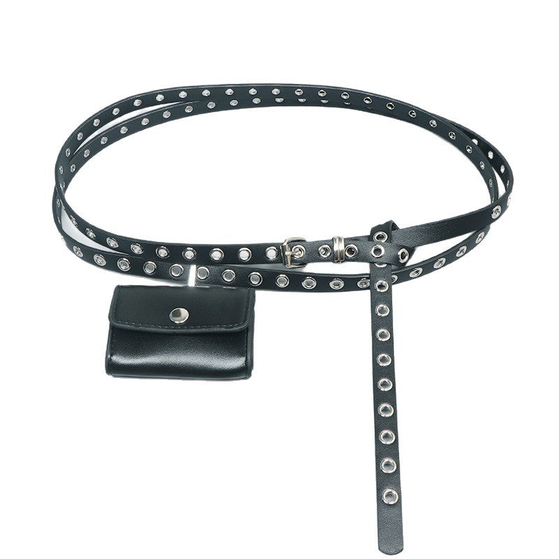 Korean Style Black Leather Dress Summer High Women's Chest Bag, Fanny Pack