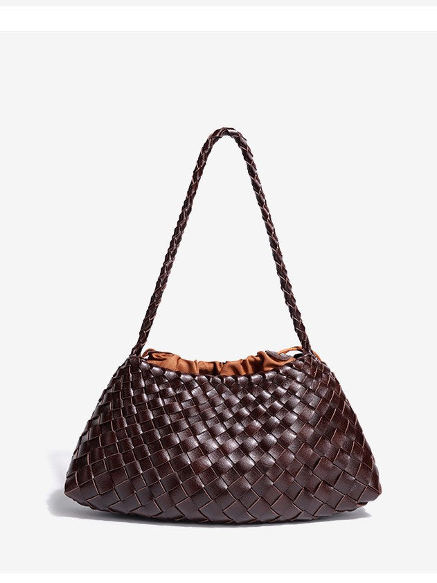 Women's Fashionable Leather Strap Inner Big Woven Women's Shoulder Bag