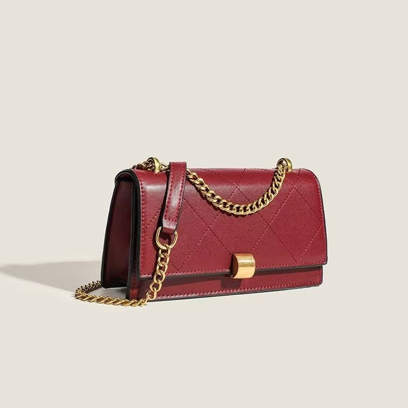 Women's Autumn Rhombus Chain Thread High-grade Textured Classic Small Square Bag