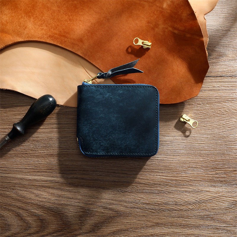 Men's Retro Vegetable Tanned Leather Cowhide Short Genuine Personality Men's Wallet