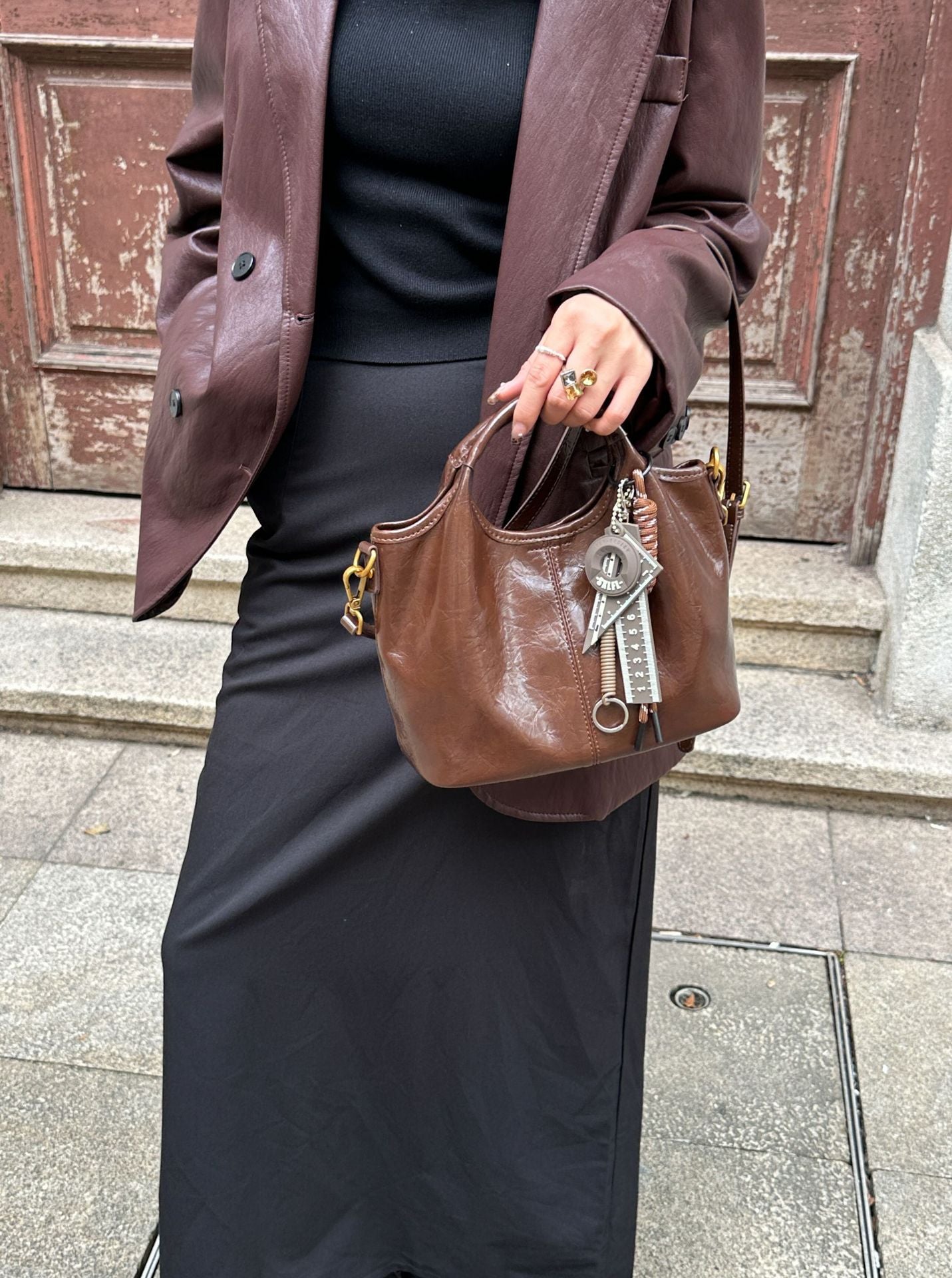Women's Light Luxury Vegetable Basket Genuine Leather Pendant Bags