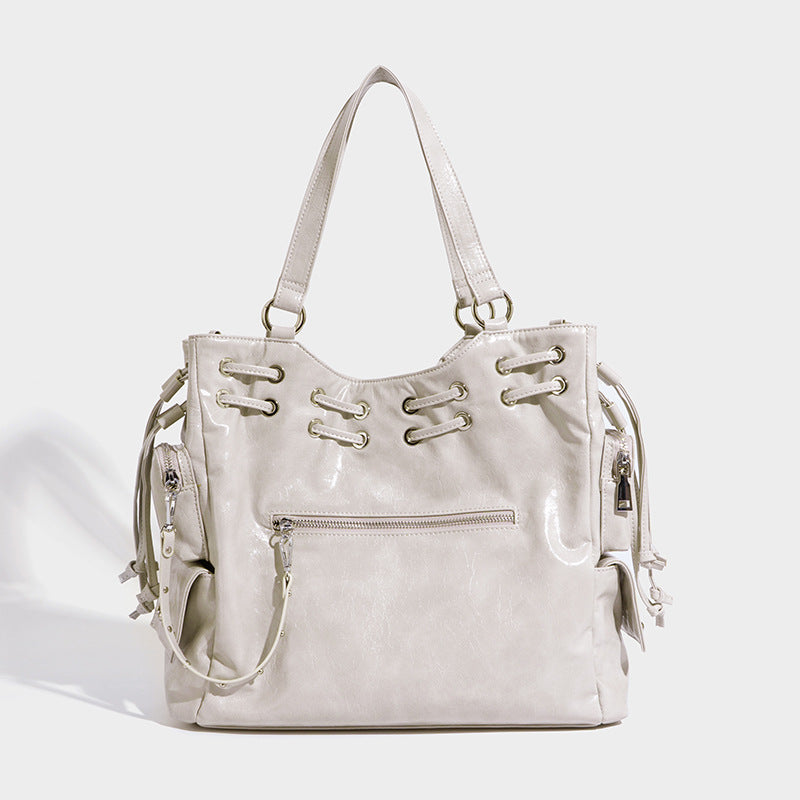 Niche Rivet Drawstring Commuter Large Capacity Women's Shoulder Bag