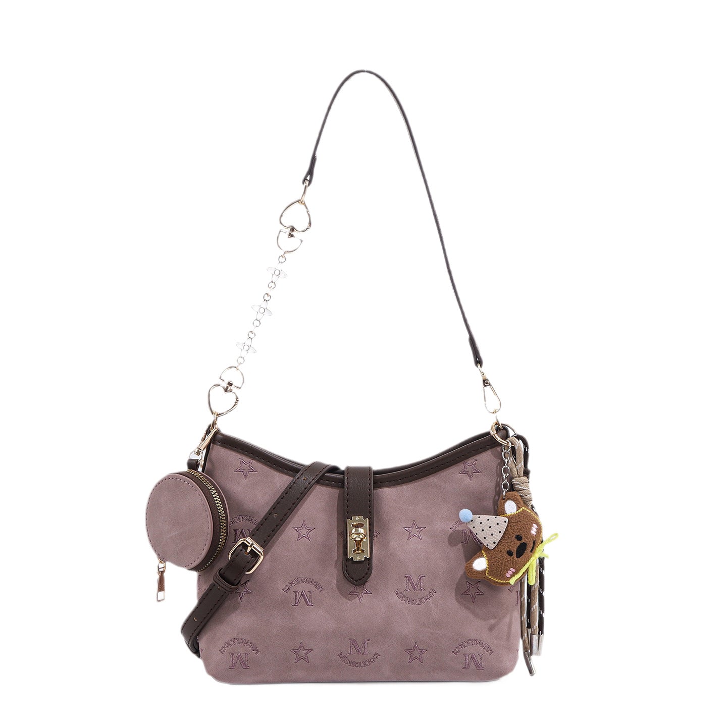 Women's Embroidered Cute Bear Pendant High-grade Light Bags