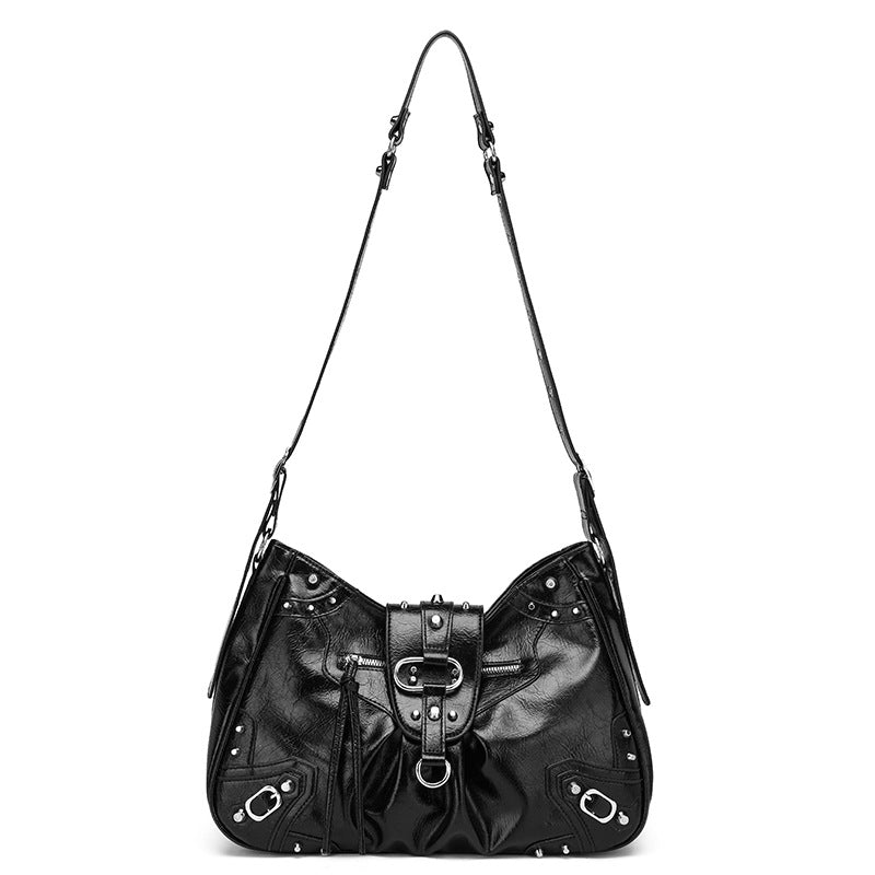 Sweet Cool Motorcycle Retro Large Capacity Rivet Hot Women's Shoulder Bag