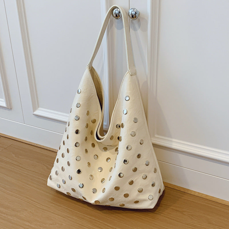 Women's Rivet Trendy Locomotive Style Fashionable Large Women's Shoulder Bag