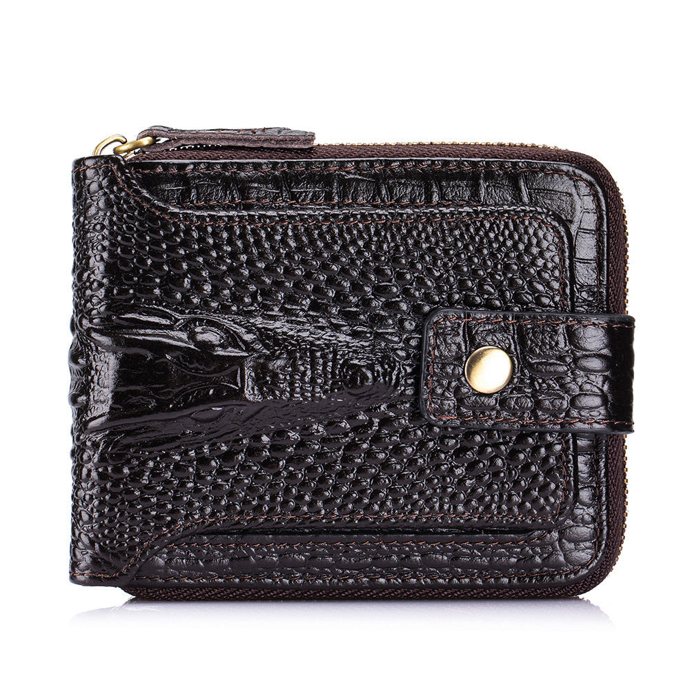Men's Pattern Cowhide First Layer Short Multiple Slots Men's Wallet