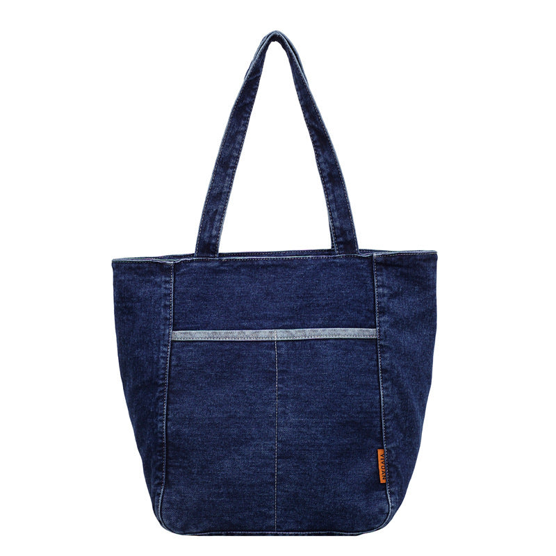 Simple Korean Style Solid Color Denim Versatile High Quality Women's Shoulder Bag