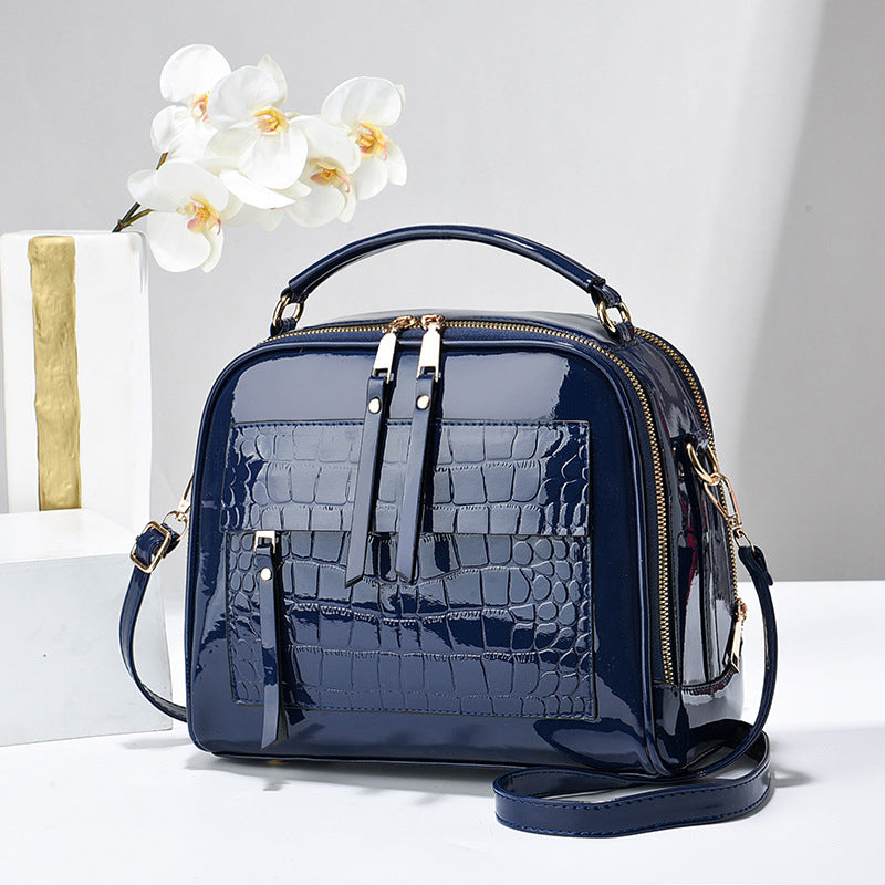 Women's Retro Packet Trendy Crocodile Pattern Shiny Women's Handbag