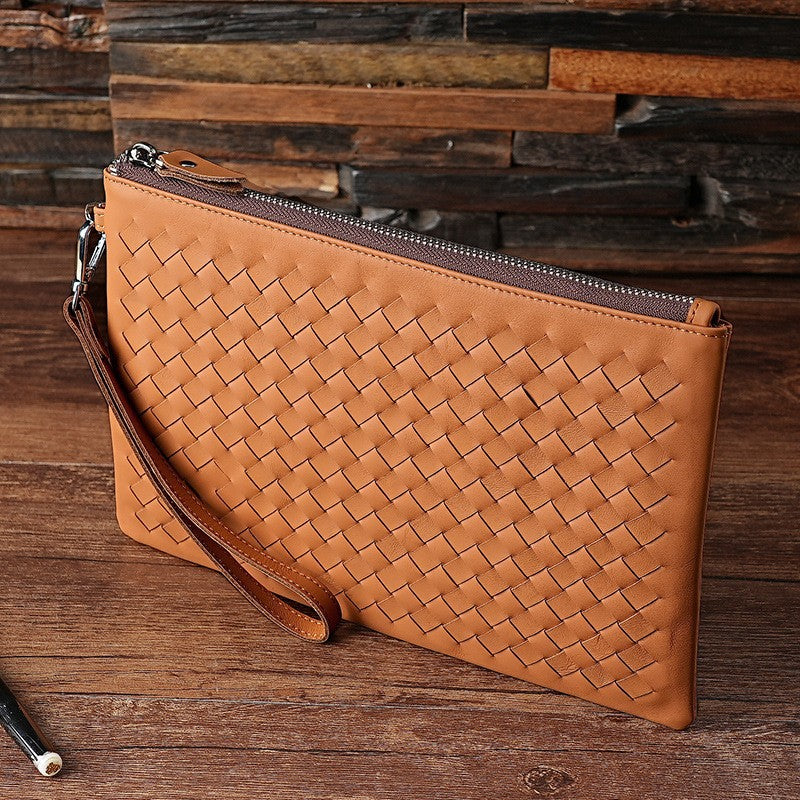 Genuine Leather Hand-woven First Layer Cowhide Wrist Large Capacity Men's Clutch