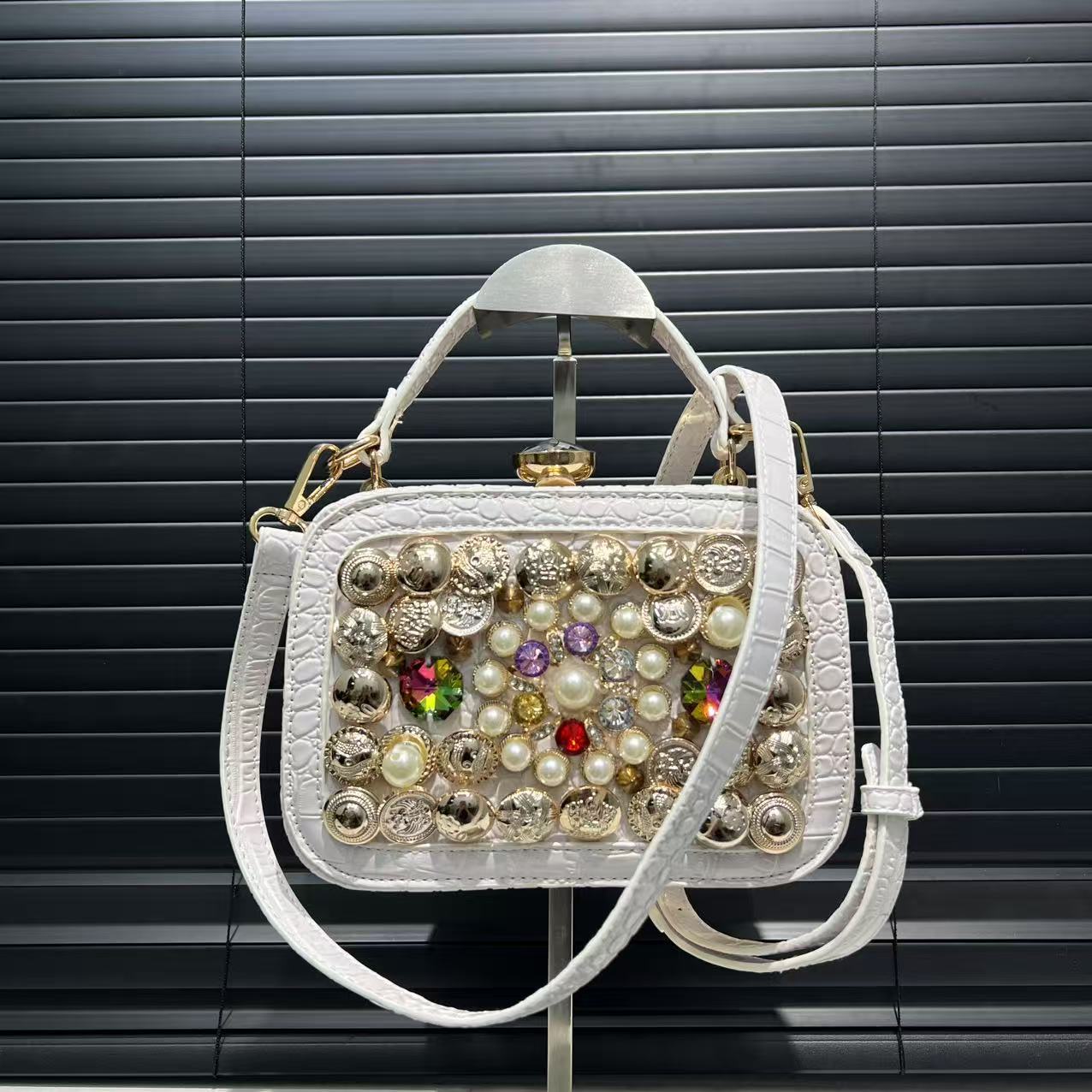 Women's Fashionable Elegant Pearl Diamond Decorations Dinner Women's Handbag