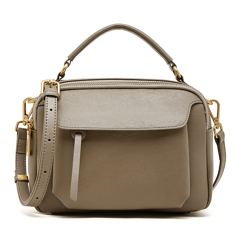 Women's Genuine Leather Fashion Boston Retro First Layer Crystal Vegetable Tanning Women's Messenger Bag