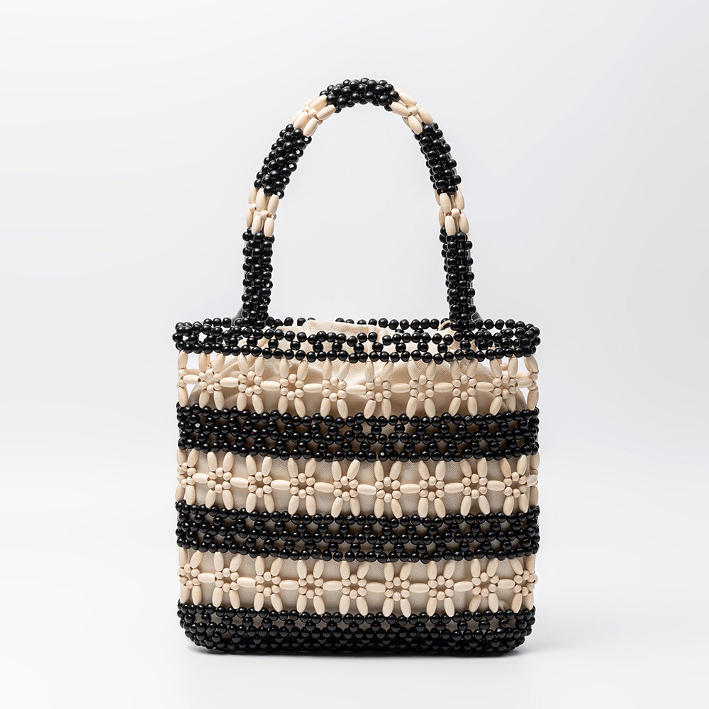 Women's Wooden Bead Woven For Fashion Beach Women's Shoulder Bag