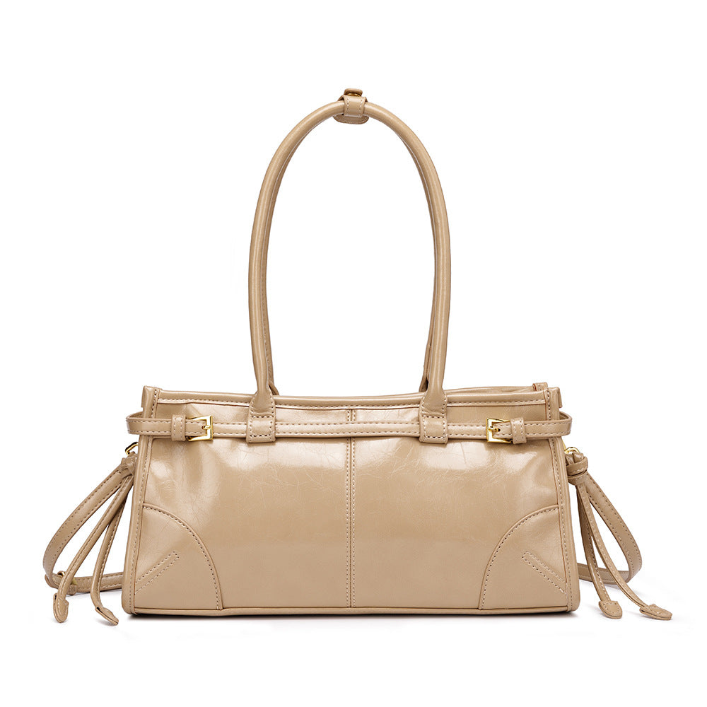 Women's Light Luxury Minority High-grade Underarm Oil Wax Women's Handbag