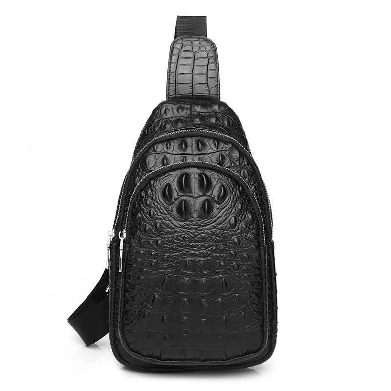 Men's Crocodile Pattern Genuine Leather Top Layer Men's Chest Bag