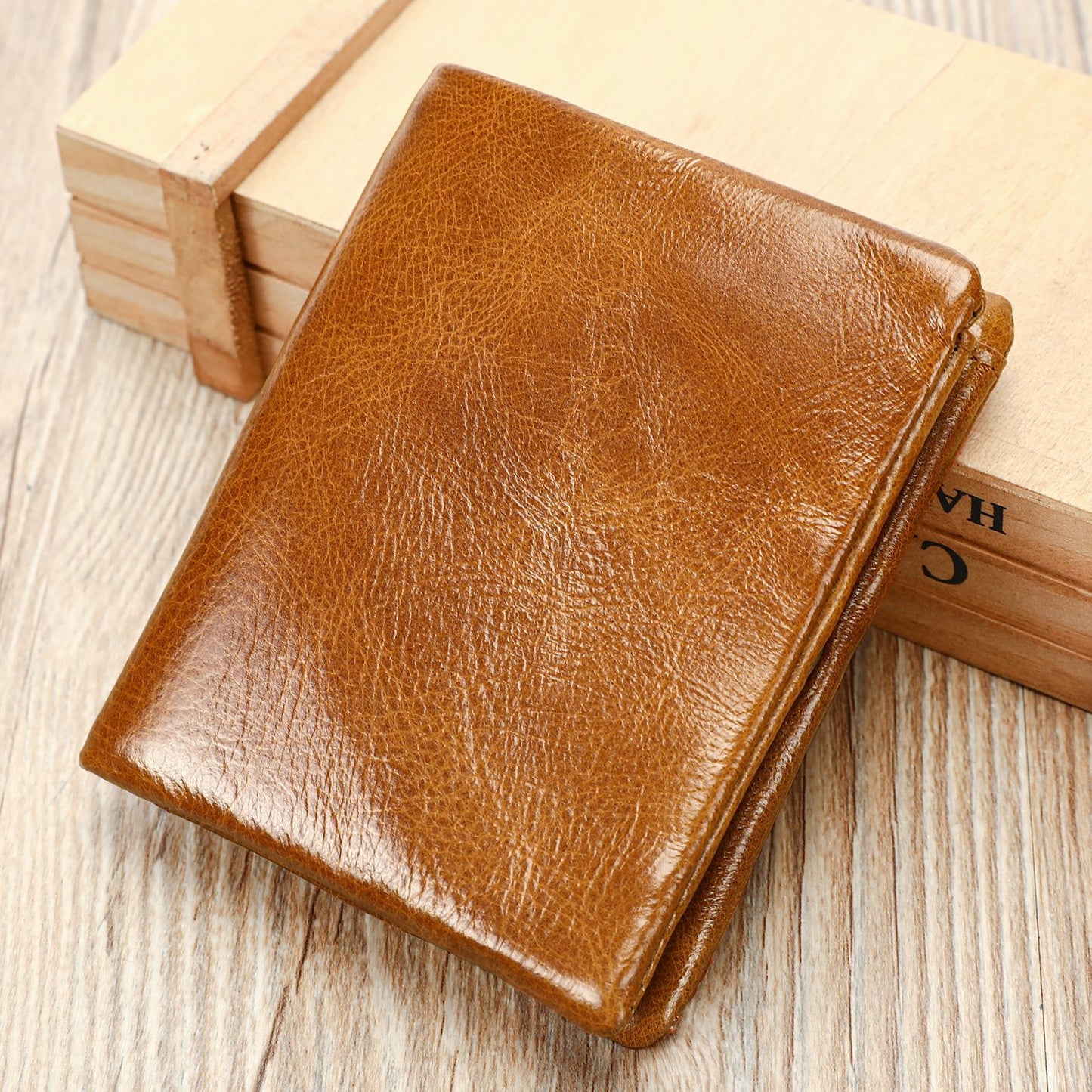 Men's Leather Vertical Short Advanced Sense Brushed Men's Wallet