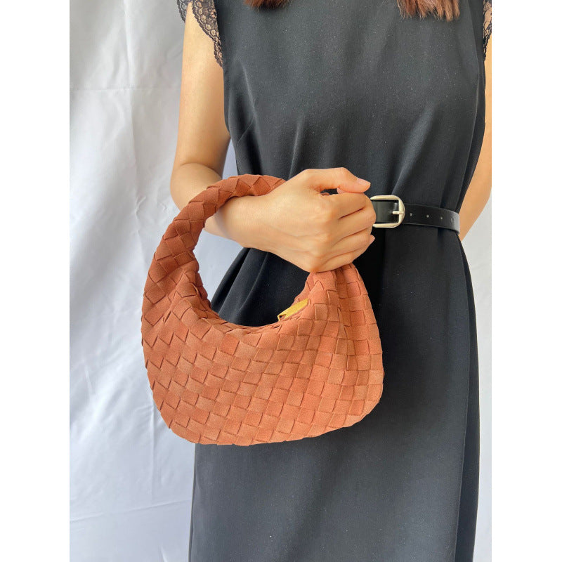 Women's Handmade Frosted Woven Croissant Fashion Women's Shoulder Bag
