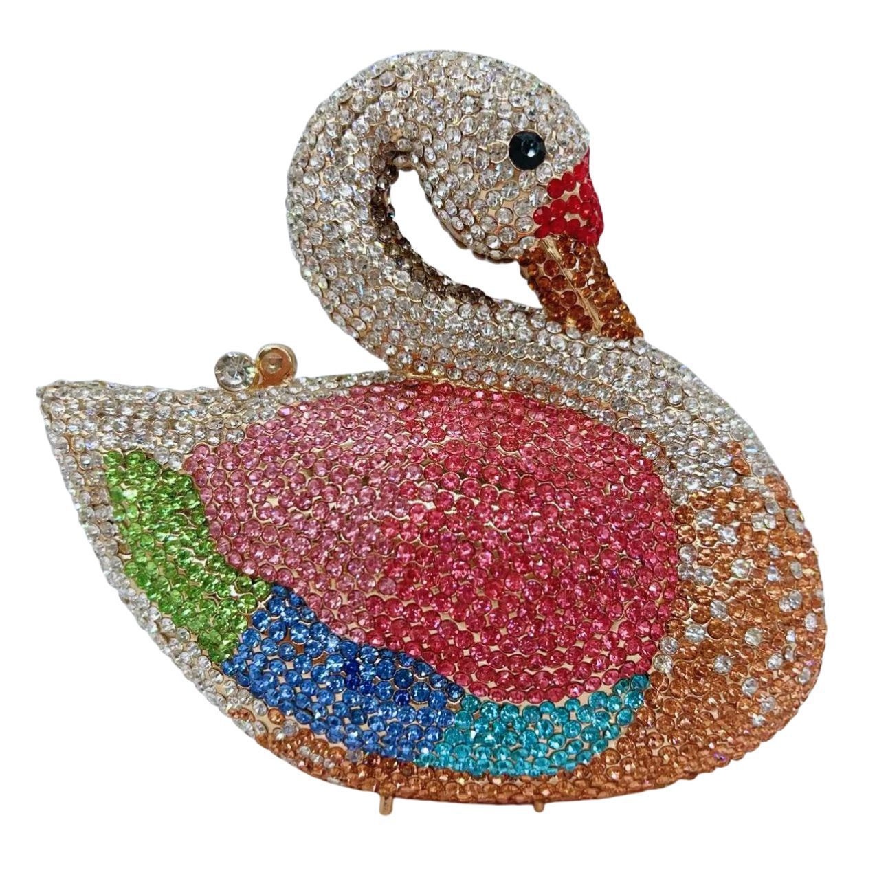 Women's Diamond Animal Swan Full Hand Holding Dinner Bag