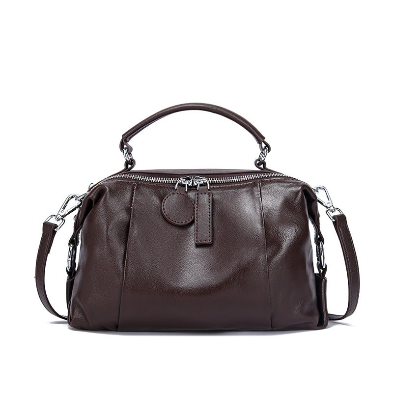 Women's Genuine Leather Boston High-grade Large Capacity Women's Messenger Bag