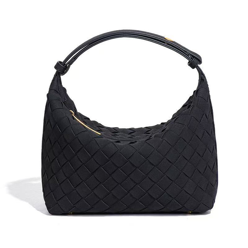 Work Woven Design High Sense Lunch Box Fashion Frosted Women's Shoulder Bag