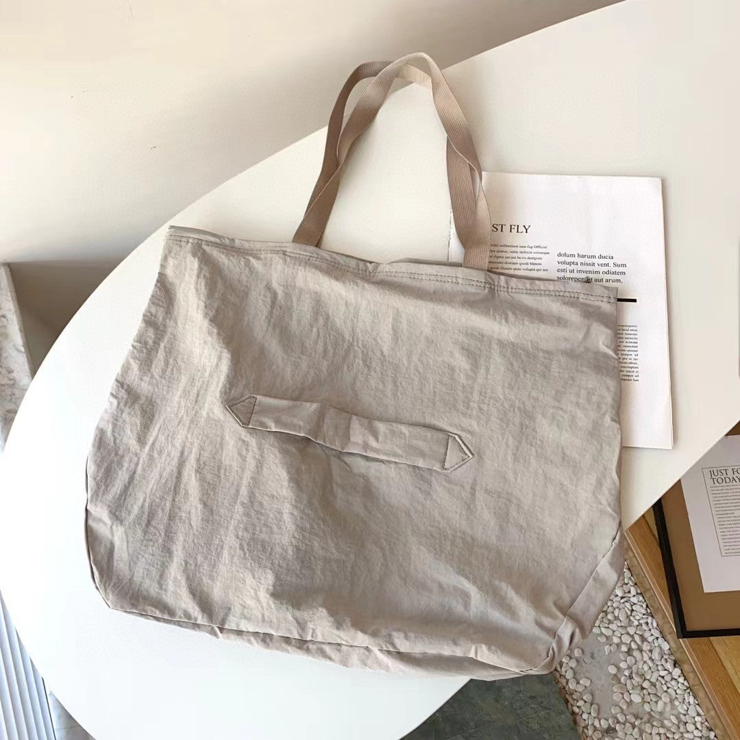 Correct Version Solid Color Letter Large Capacity Nylon Tote Bag