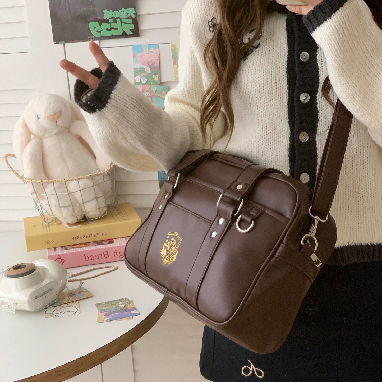 Style Large Capacity Retro Simple Uniform Preppy Shopping Shoulder Bags