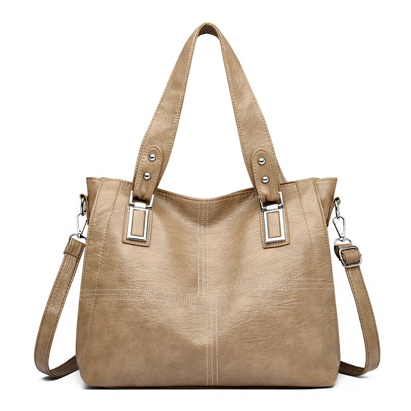 Women's Spring Large Capacity Soft Leather Mother Trendy Tote Bag