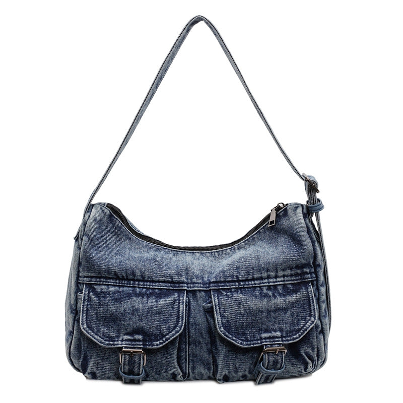 Women's Motorcycle Large Capacity Retro Denim Underarm Women's Shoulder Bag